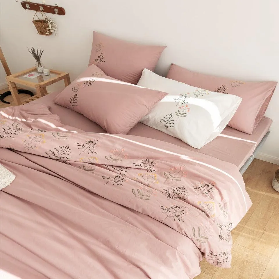 Plants Embroidery Duvet Set