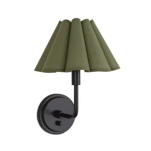 Polly Sconce Single (Blackened Brass with Green Scalloped Shade)