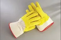 Radnor Large Yellow/White Economy Rubber Palm Coating Wrinkle Finish Canvas Work Glove With Safety Cuff