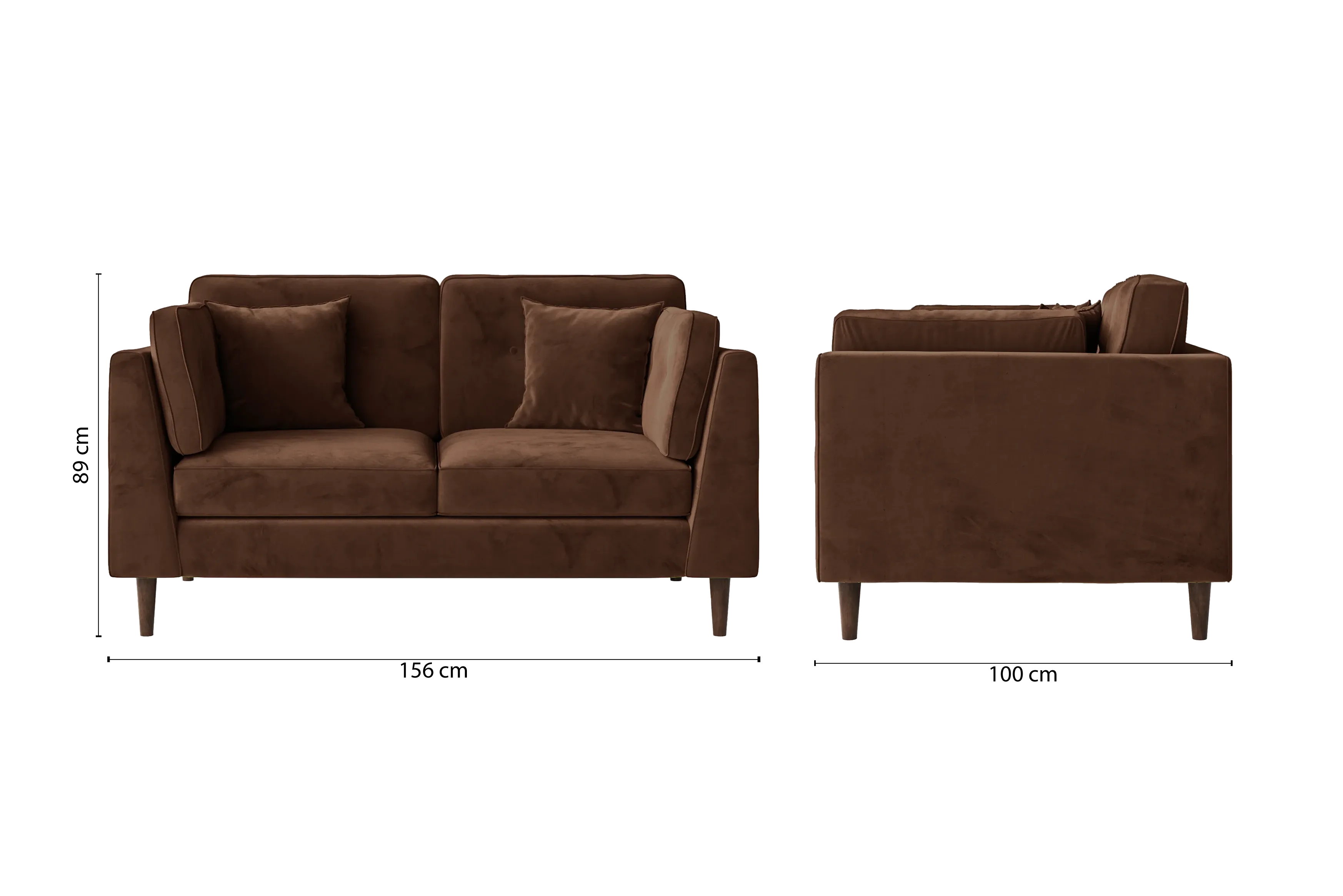 Ragusa 2 Seater Sofa Coffee Brown Velvet