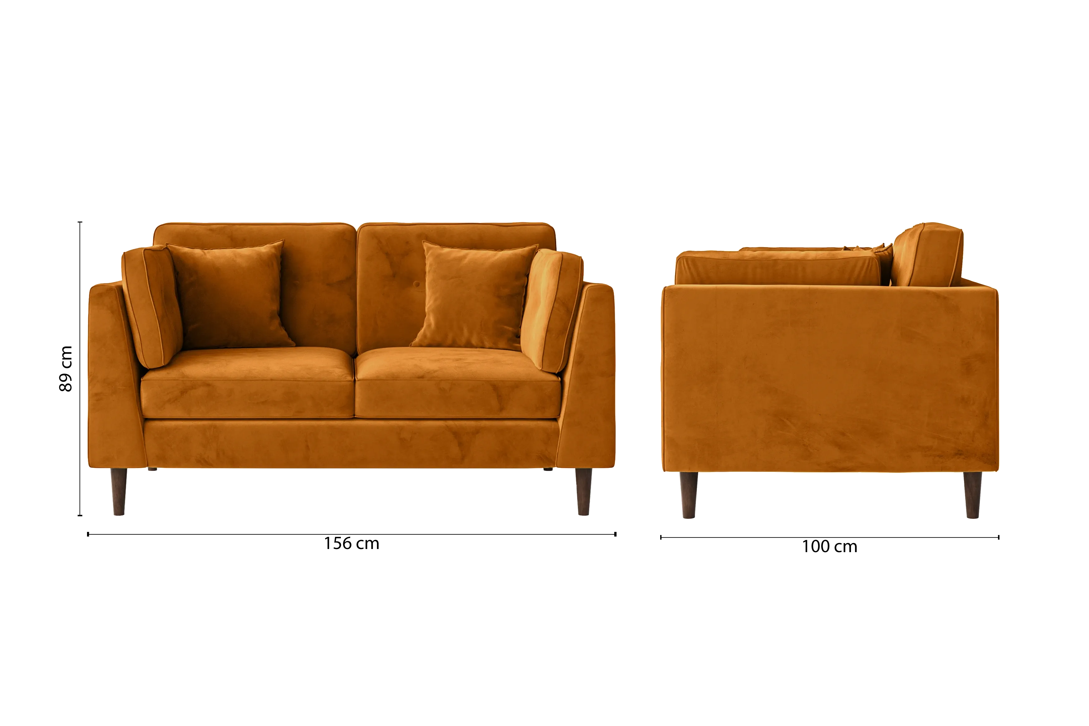 Ragusa 2 Seater Sofa Gold Velvet