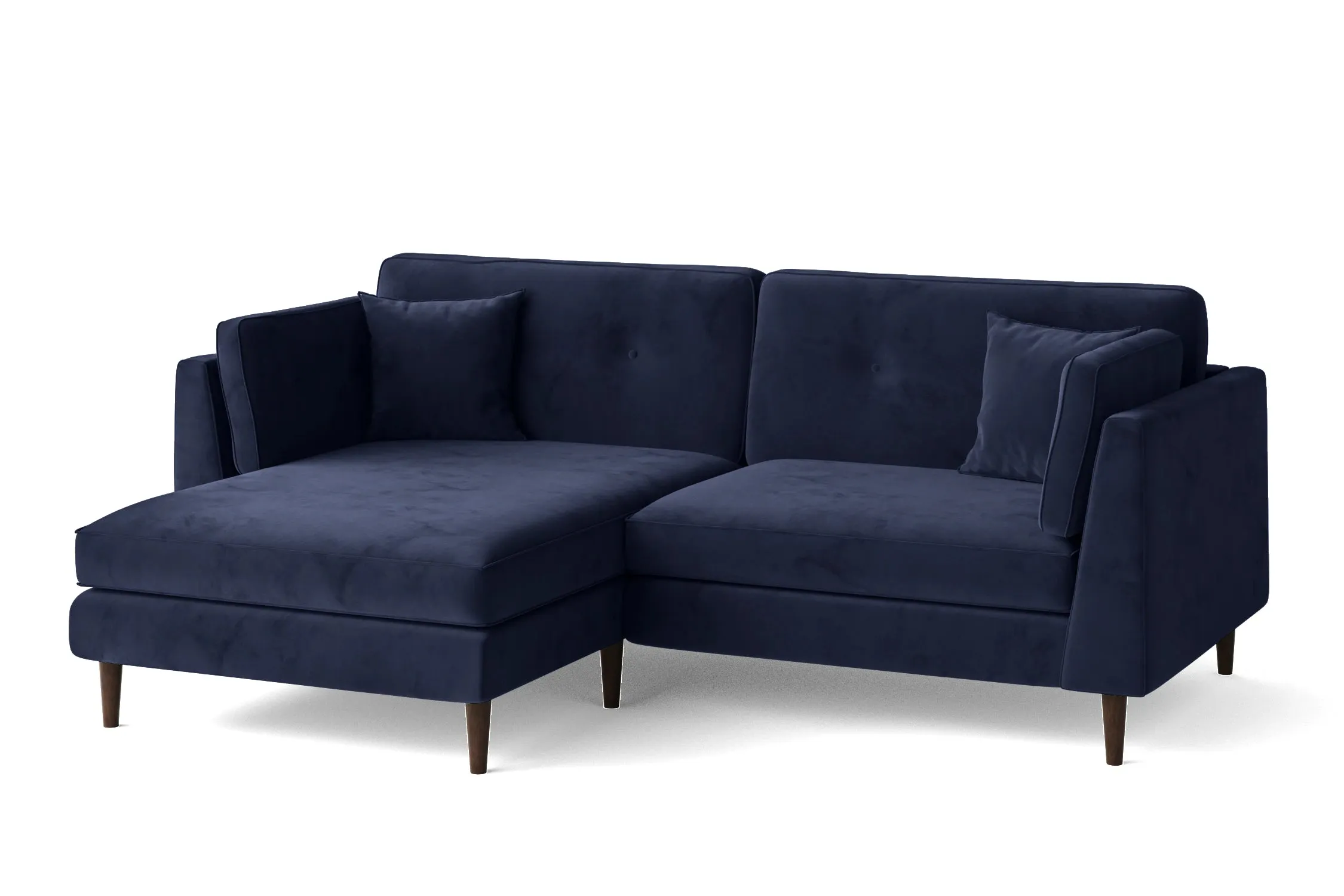 Ragusa 3 Seater Left Hand Facing Chaise Lounge Corner Sofa Dark Blue Velvet