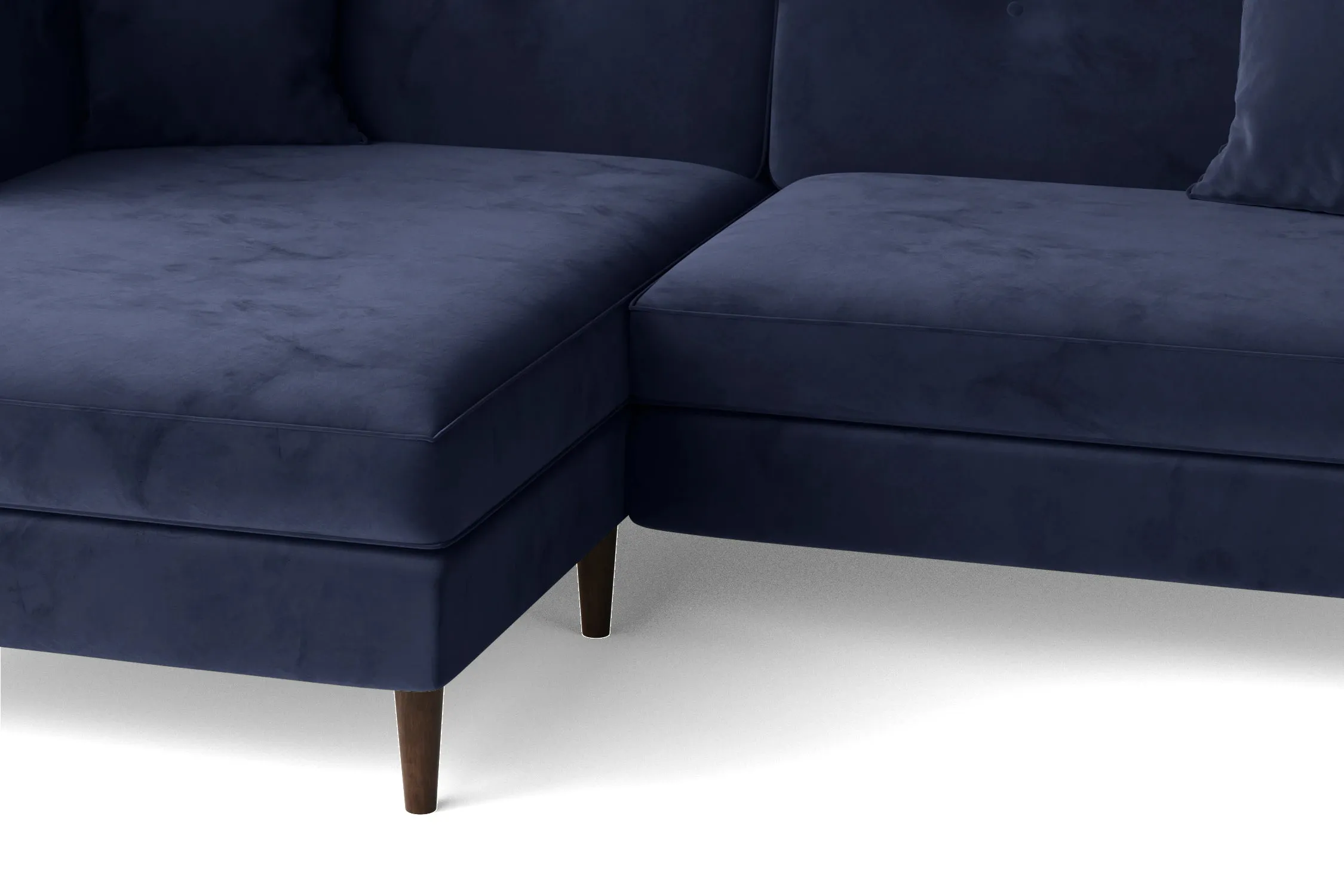 Ragusa 3 Seater Left Hand Facing Chaise Lounge Corner Sofa Dark Blue Velvet