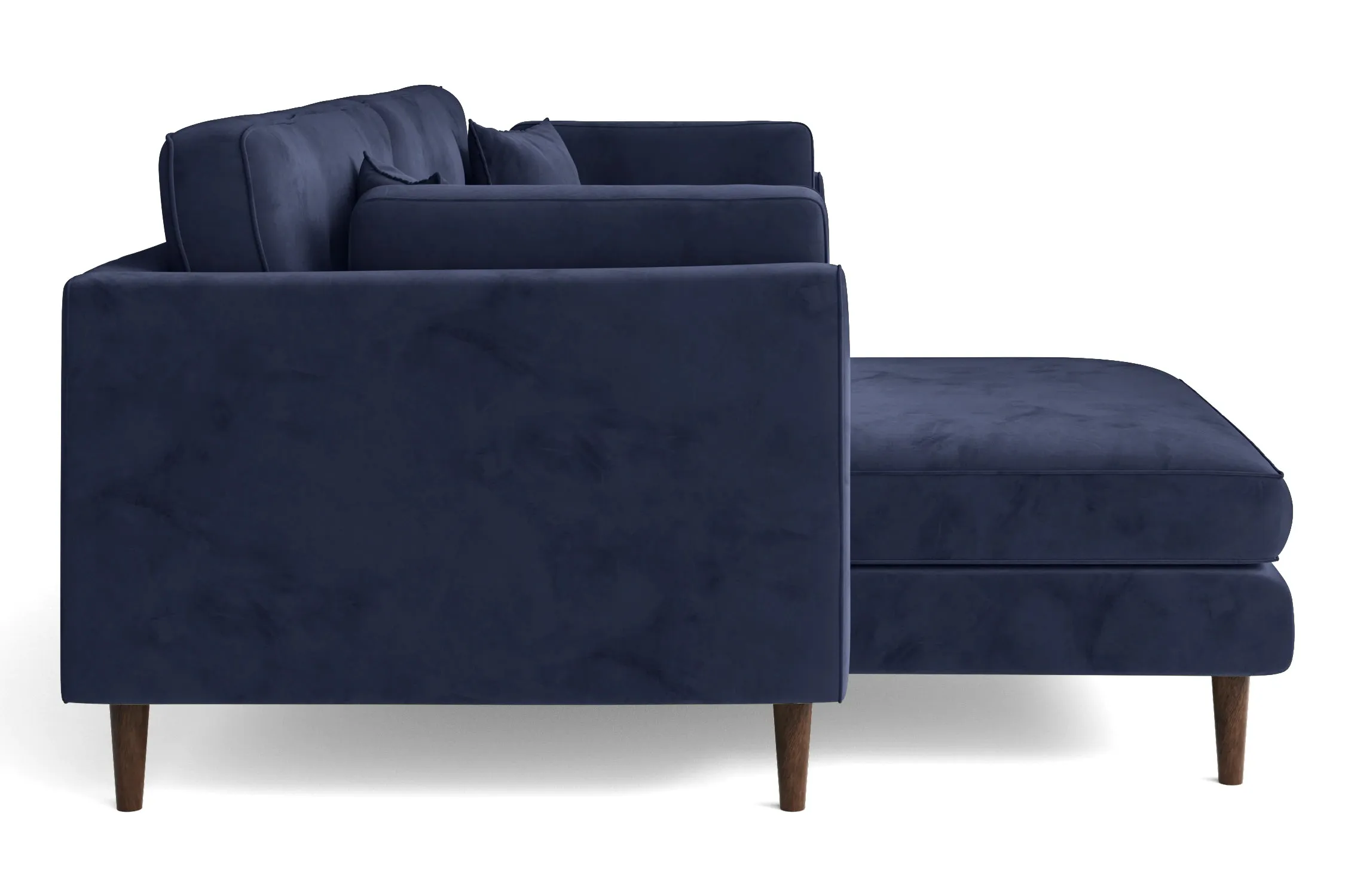 Ragusa 3 Seater Left Hand Facing Chaise Lounge Corner Sofa Dark Blue Velvet