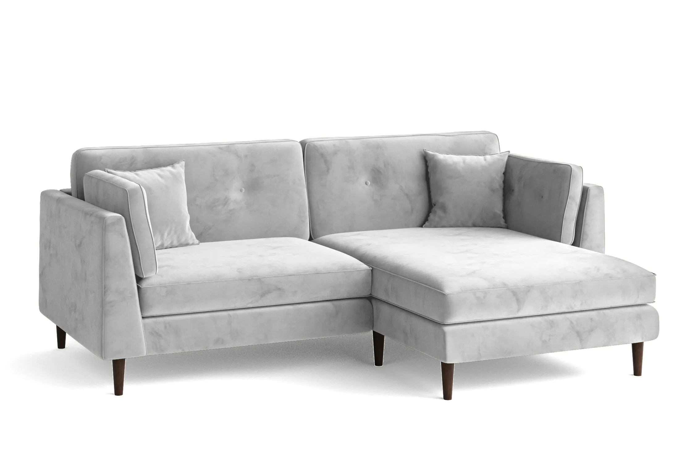 Ragusa 3 Seater Right Hand Facing Chaise Lounge Corner Sofa White Velvet