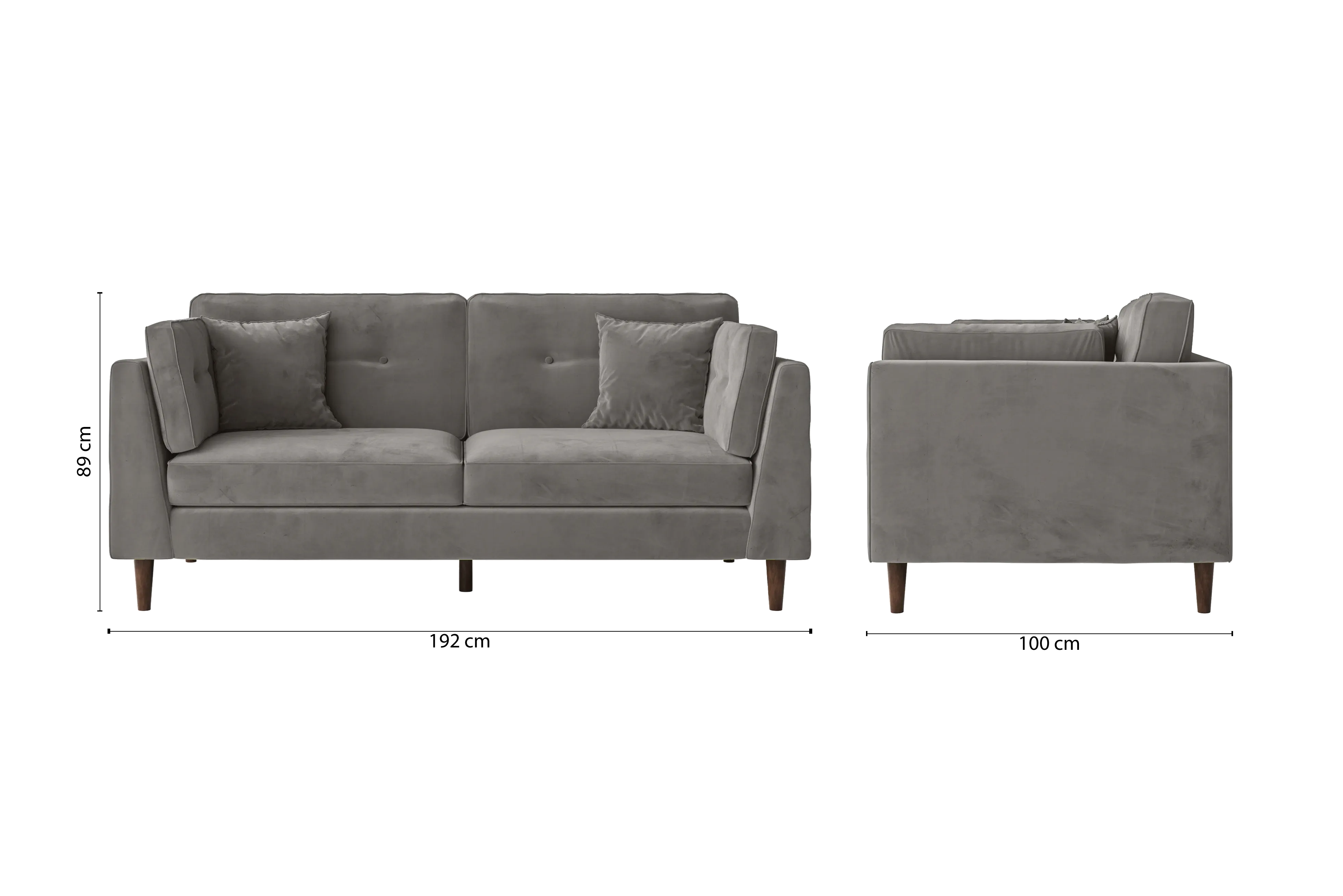 Ragusa 3 Seater Sofa Grey Velvet