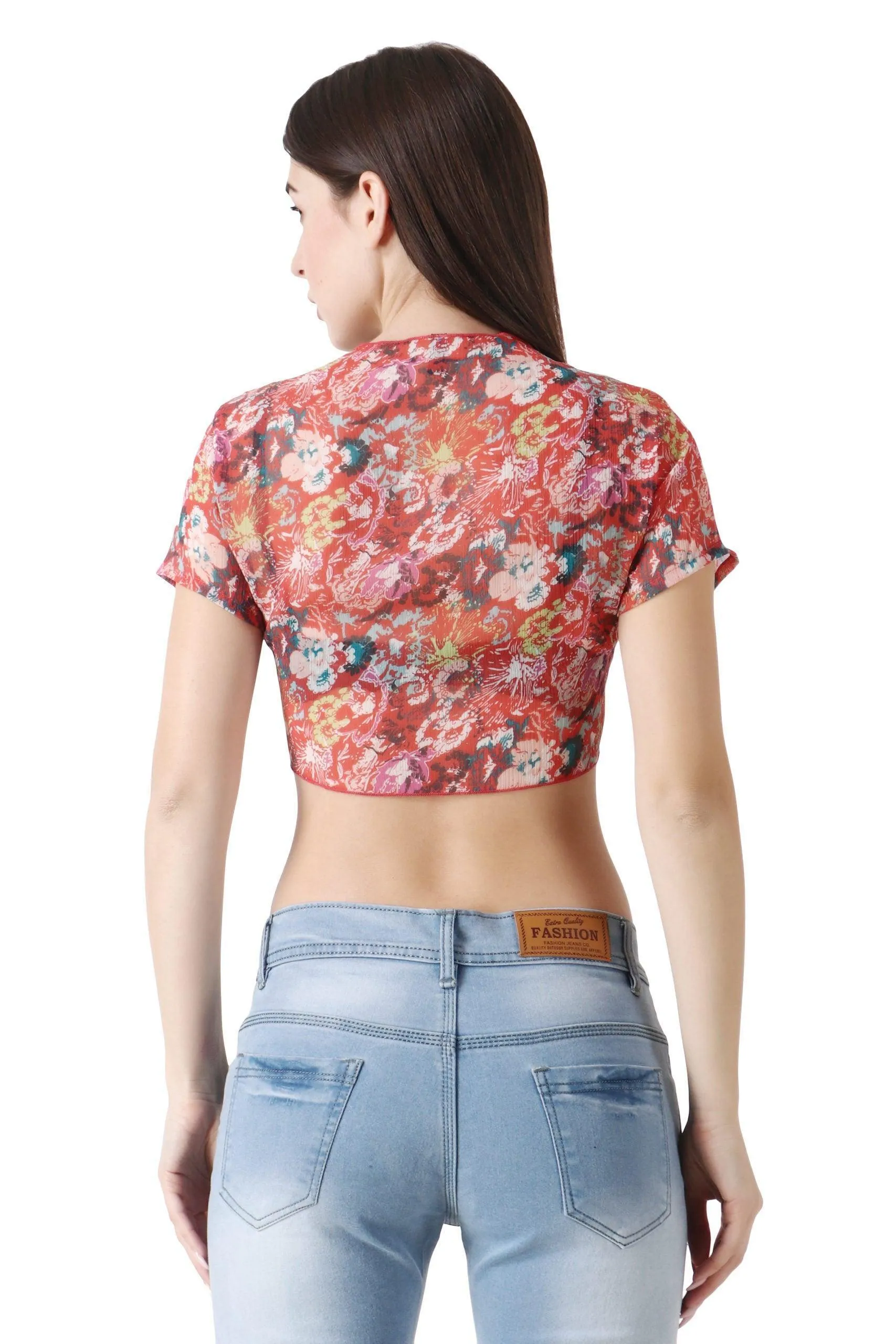 Red Floral Printed Shrug