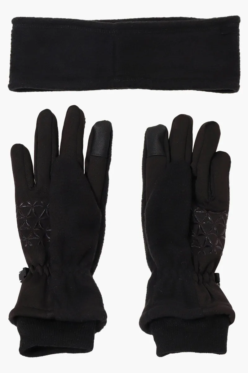 Reebok Solid Headband Glove Set - Black