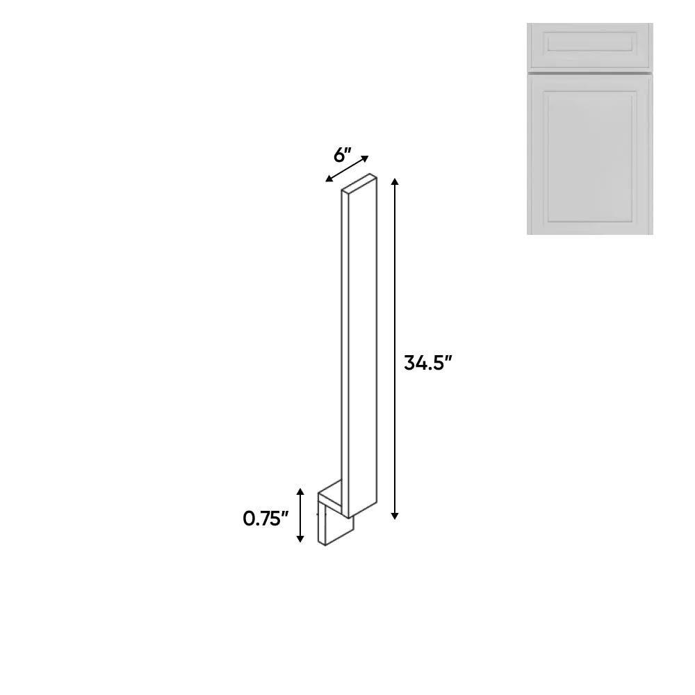 RTA - Elegant Shaker White - Wood Base Filler - 6"W x 34.5"H x 0.75"D