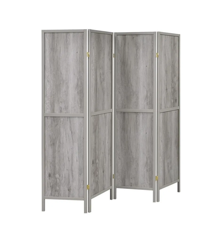 Rustic Grey Driftwood Four Panel Screen