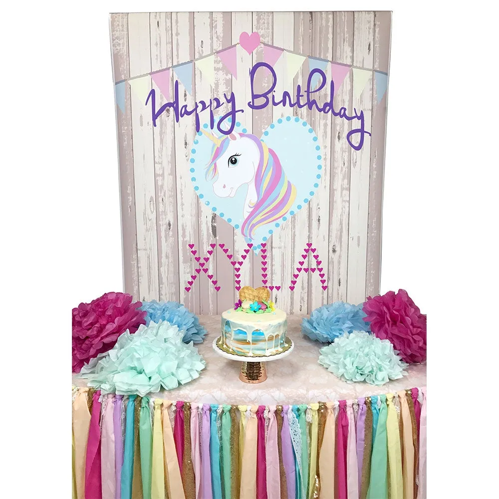 Rustic Unicorn Custom Birthday Printed Backdrop