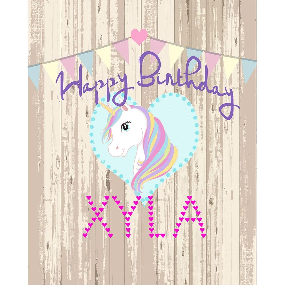 Rustic Unicorn Custom Birthday Printed Backdrop