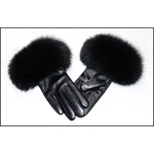 Sheepskin Fox Fur Gloves Women | Genuine Leather | Fashionable Wrist Length | Warm & Beautiful