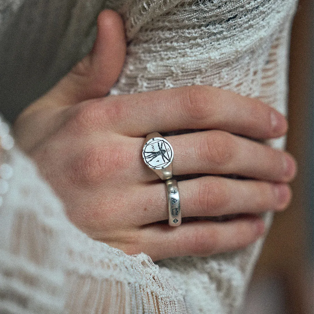 Silver 4 Symbols Ring