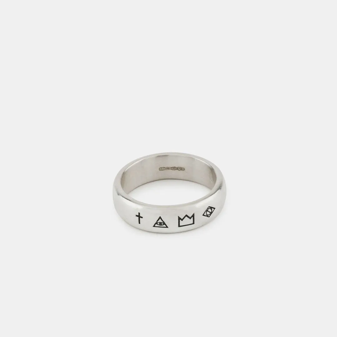 Silver 4 Symbols Ring