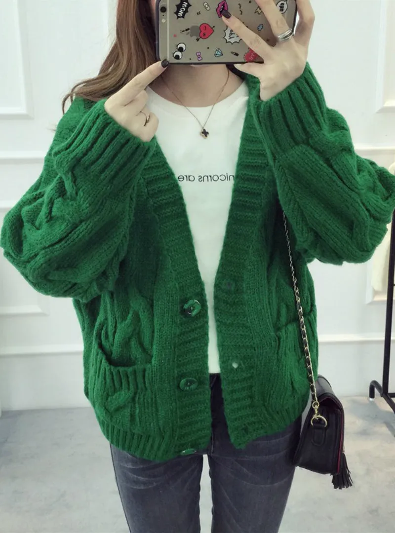 Spring Sweater Cardigan Female Twist Loose Sweater