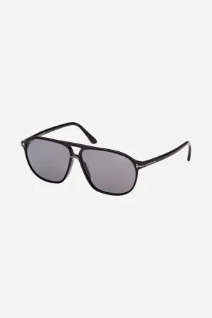 Tom Ford navigator sunglasses with shiny black frame