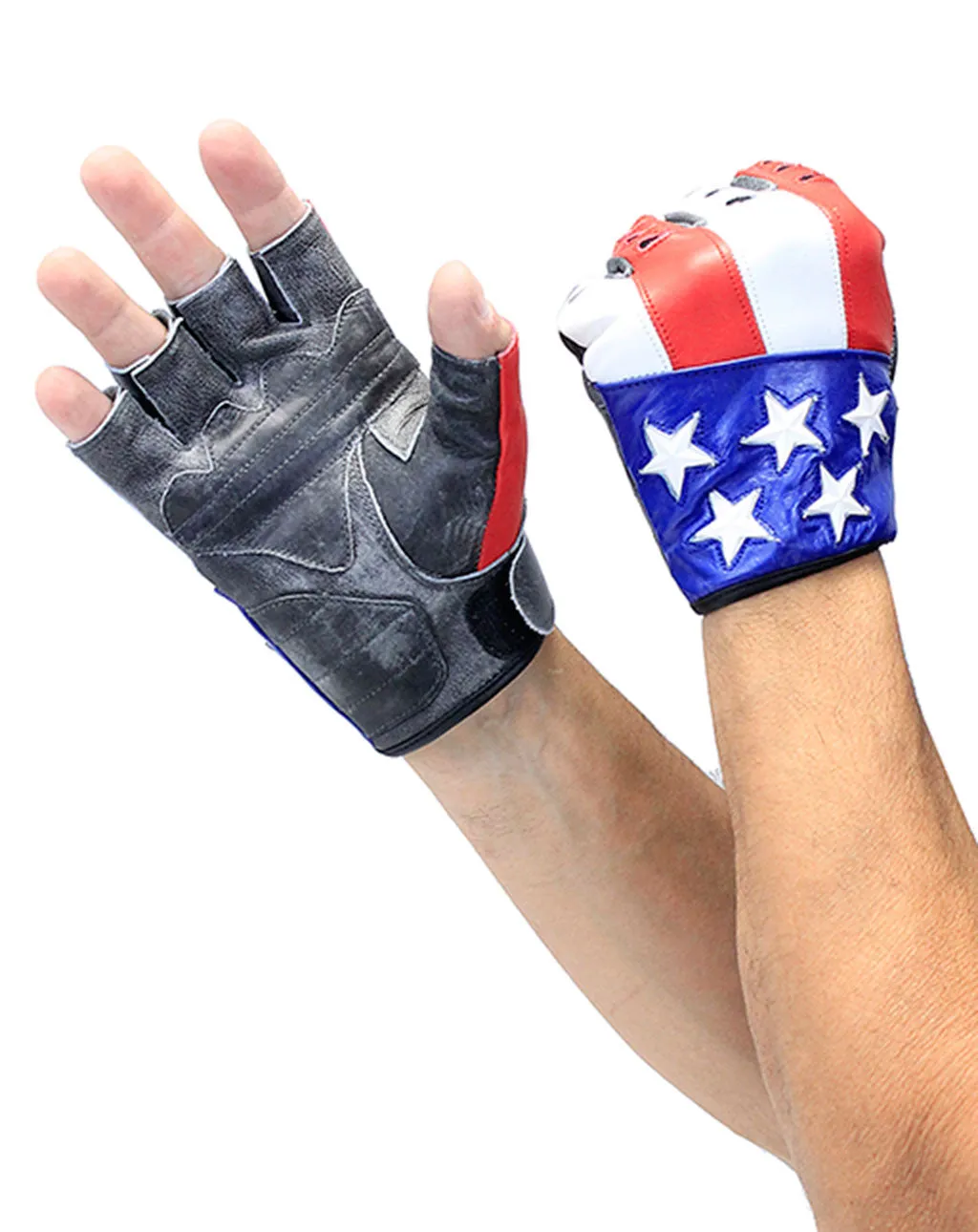 USA Fingerless Flag Leather Gloves #G8199USA