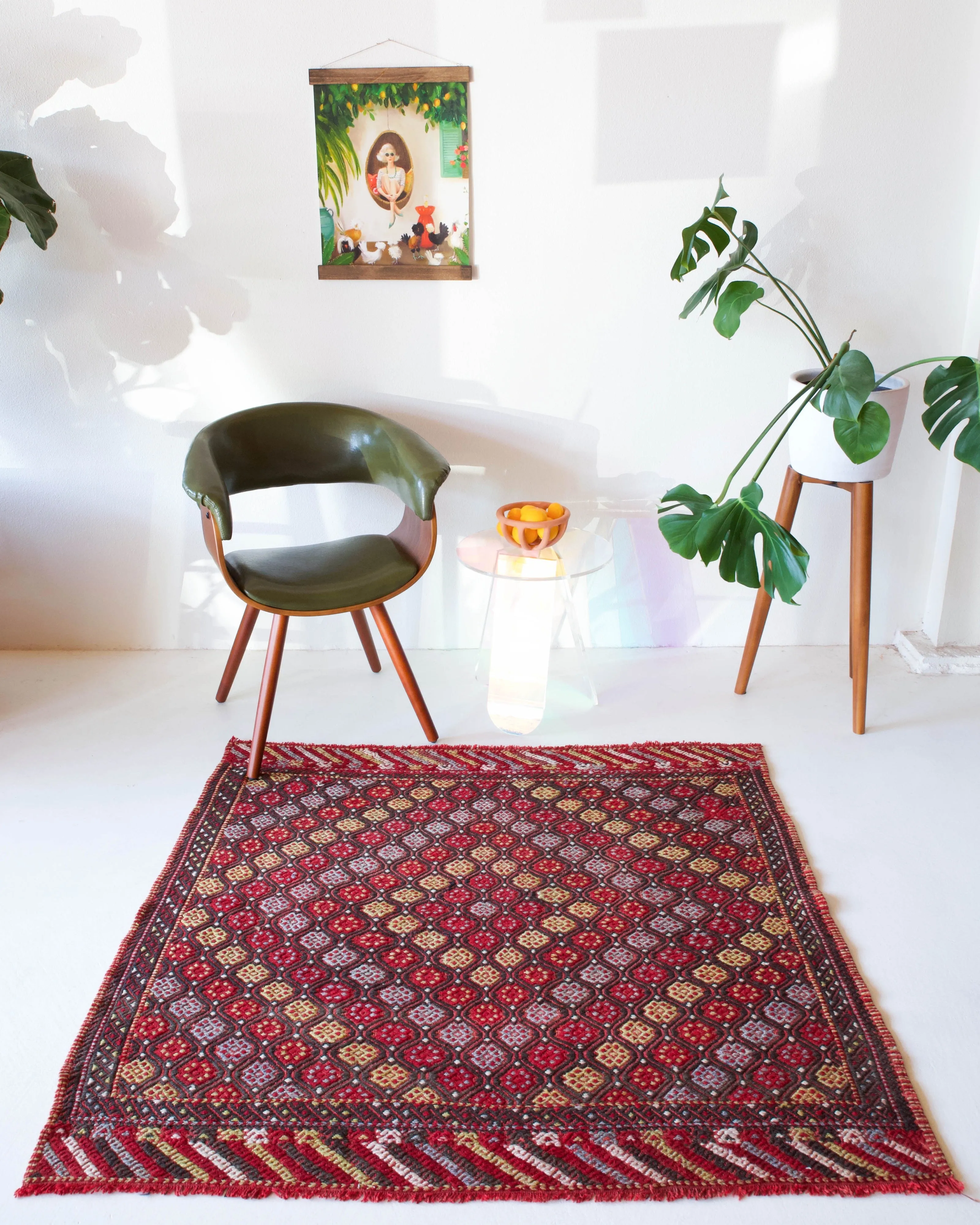 Vintage Mini Turkish Kilim Rug 4'4"x4'7"