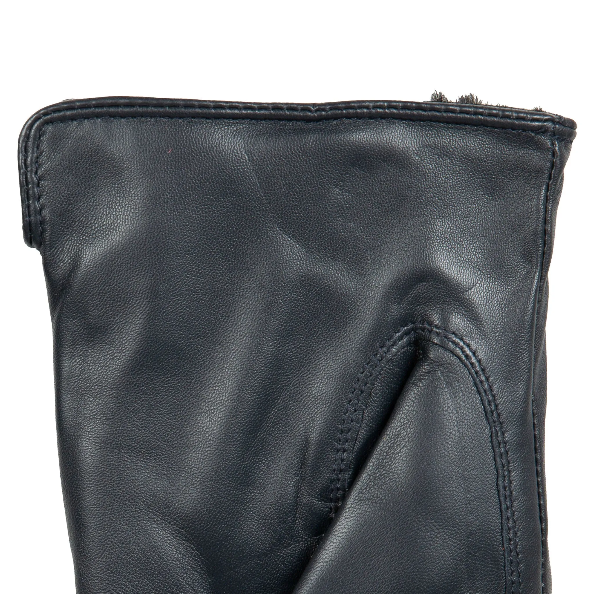 Women’s Touchscreen Single-Point Faux Fur-Lined Leather Gloves