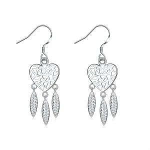 Yellow Chimes Silver Plated Dangler Heart Earrings for Women & Girls