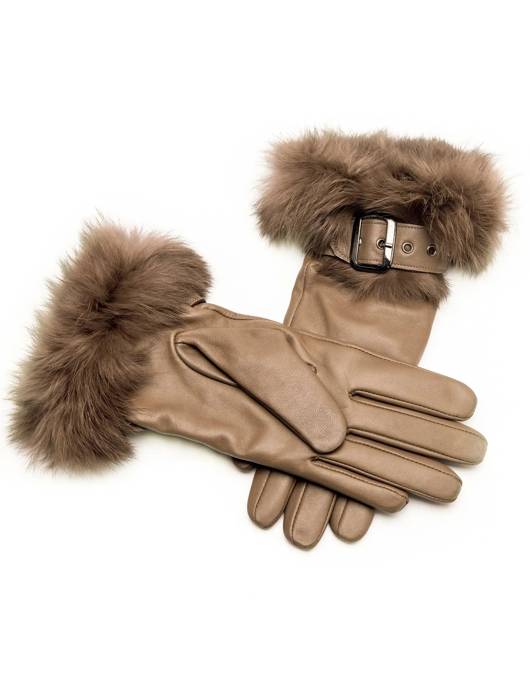 YISEVEN Women's  Lambskin Rabbit Fur  Leather Gloves