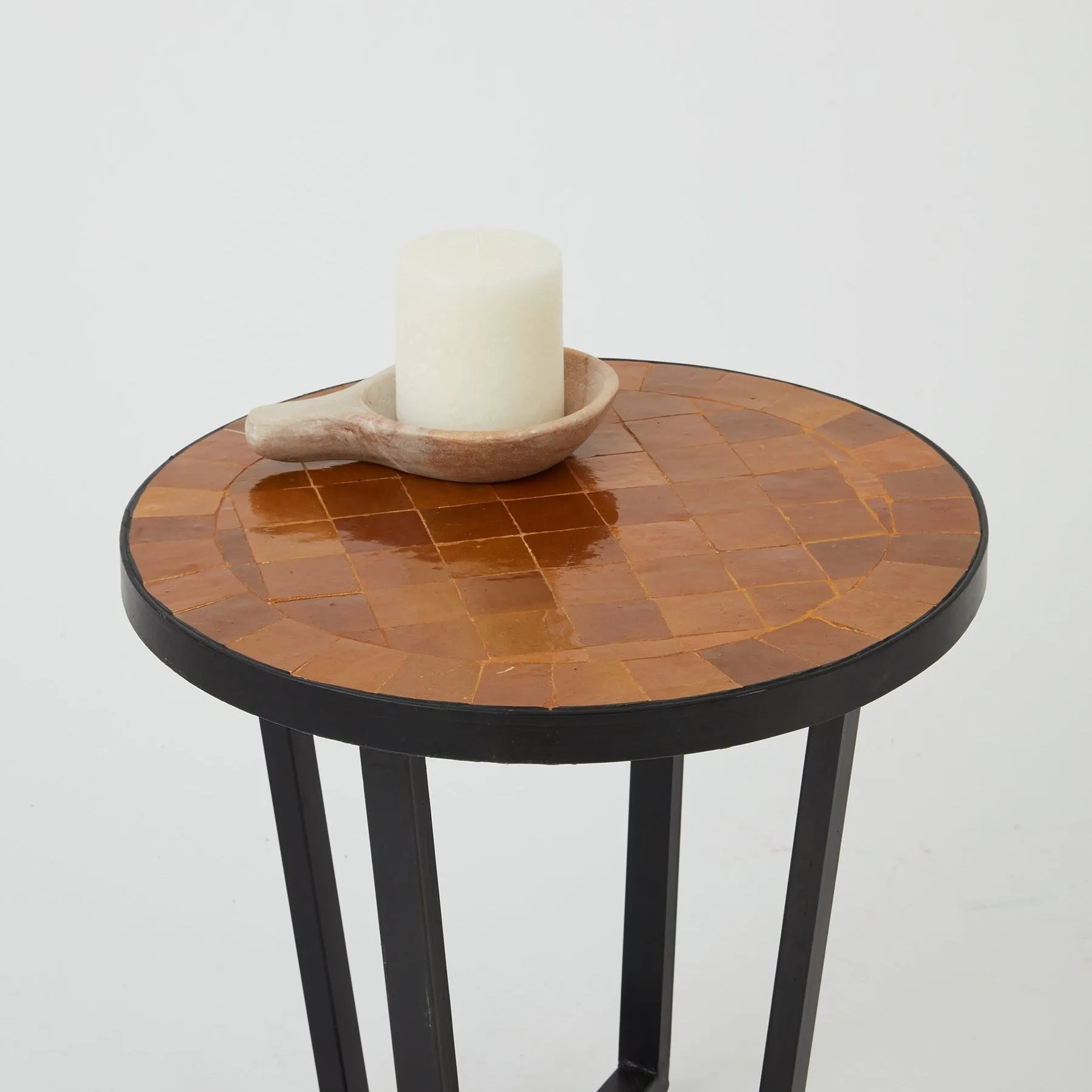 Zellige tiled side table  Burnt Orange