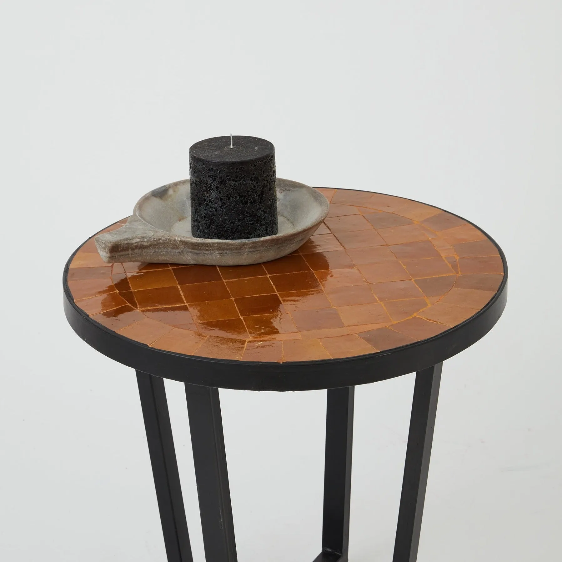 Zellige tiled side table  Burnt Orange